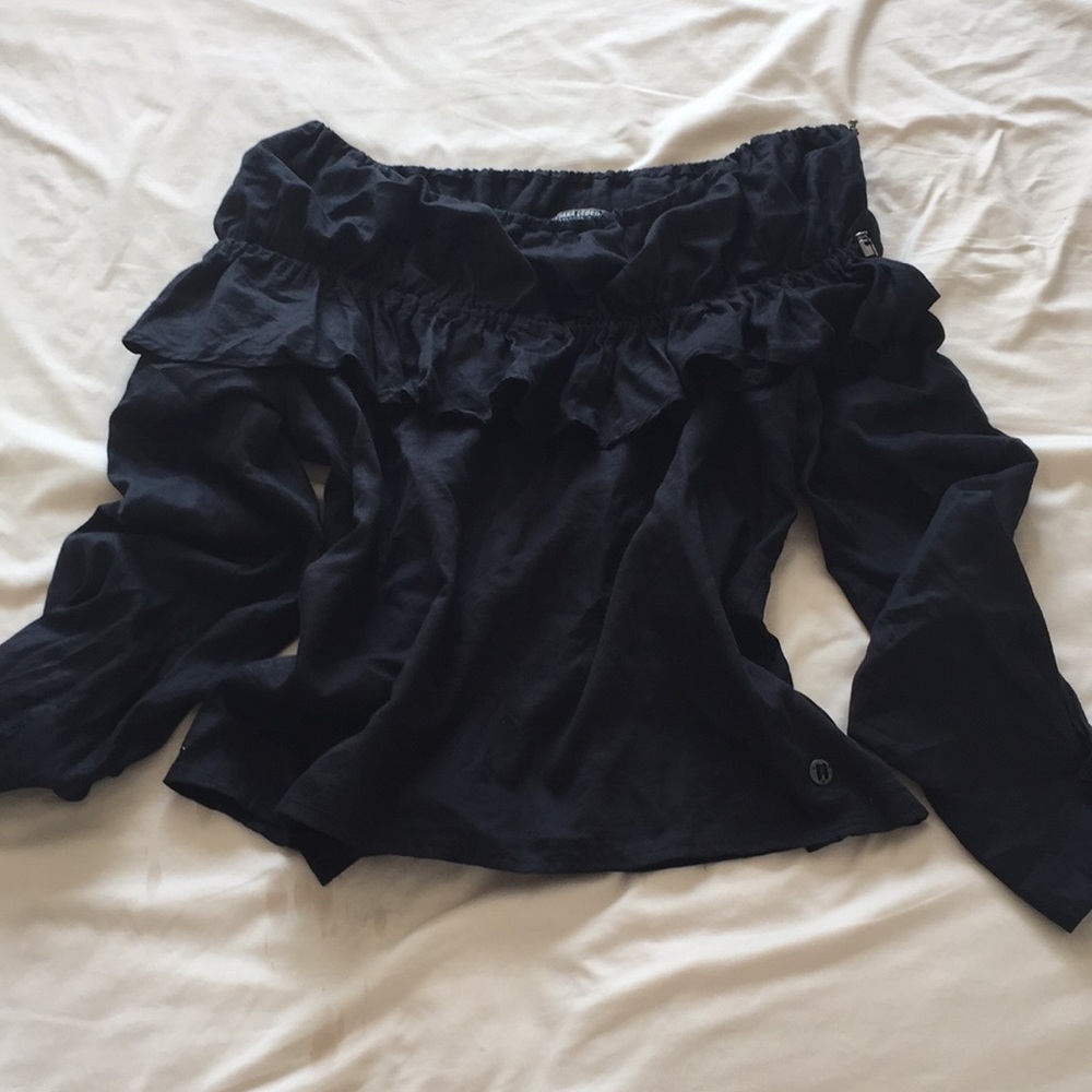 Black off shoulder lace blouse